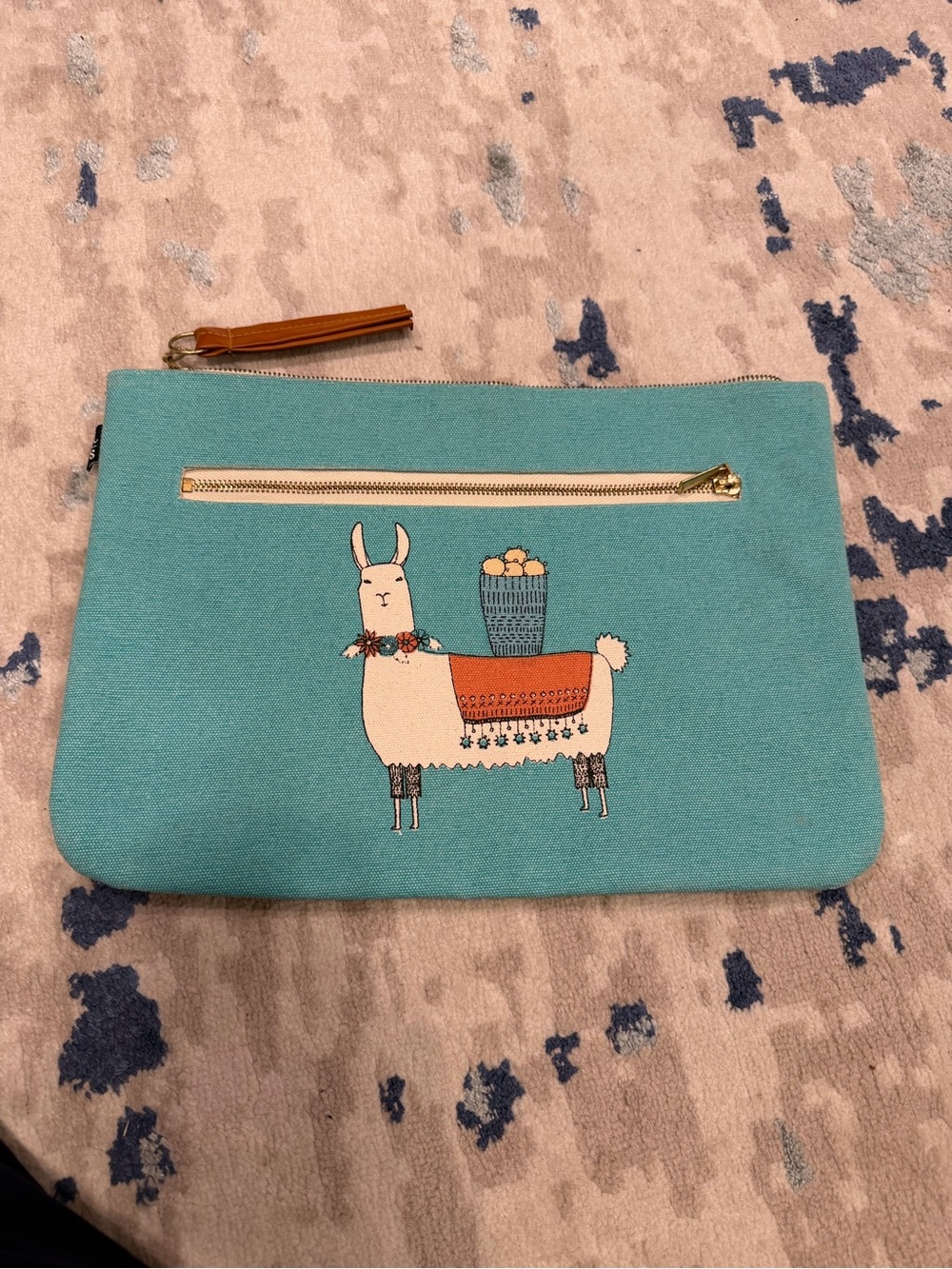 Turquoise Llama Canvas Laptop Sleeve Clutch